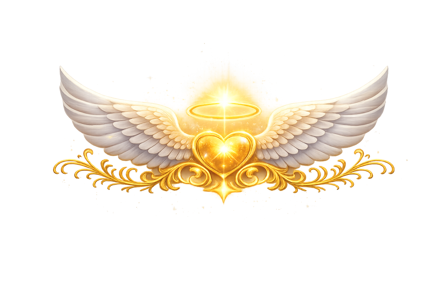 Angel wings with heart